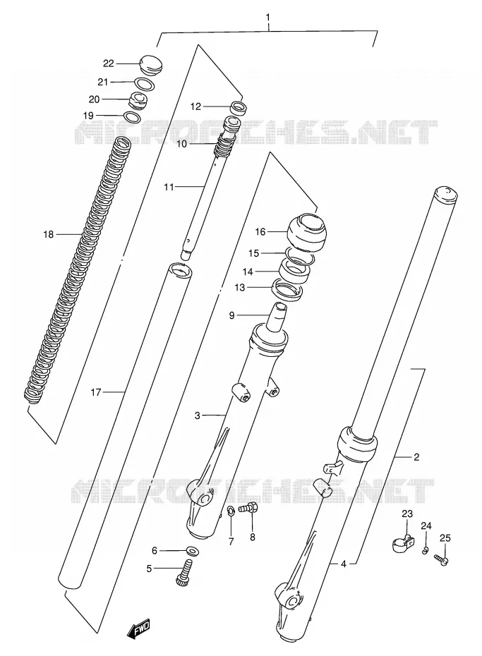FRONT FORK (MODEL P/S) Suzuki MOTO 50 TS-W 1984  TS50WE(E6)