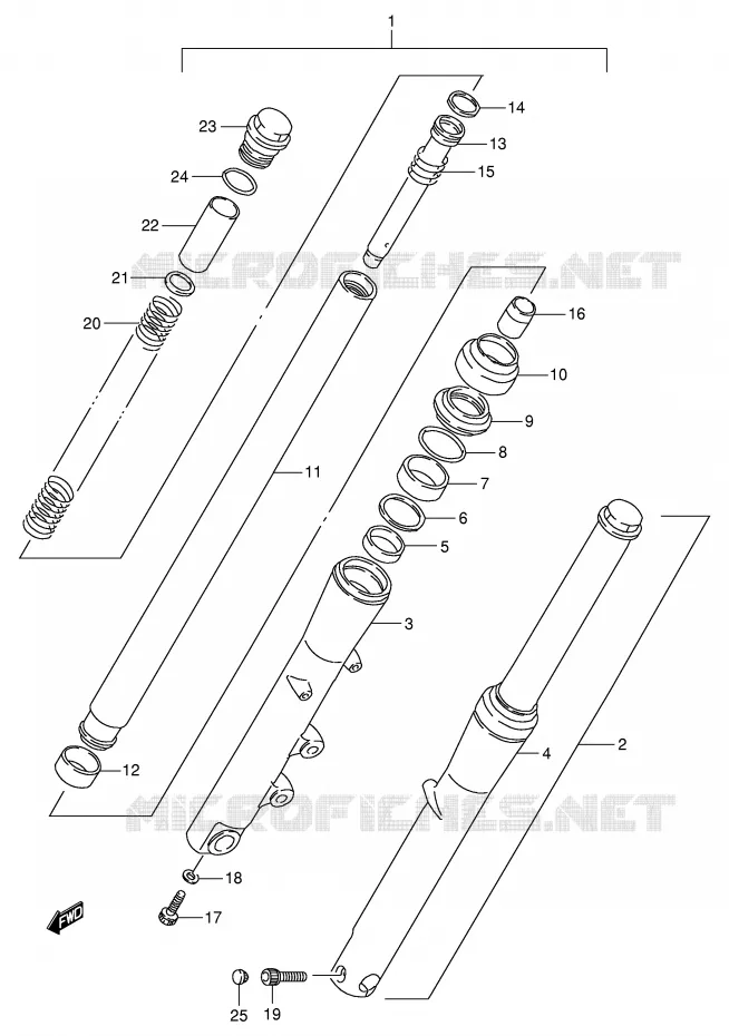 FRONT FORK (MODEL T/V) Suzuki MOTO 800 INTRUDER 1992  VS800GLN(E2)