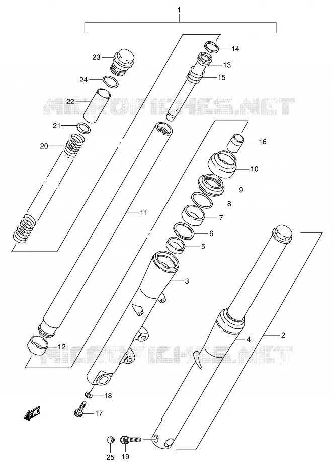 FRONT FORK (MODEL T/V) Suzuki MOTO 800 INTRUDER 1992  VS800GLN(E28)