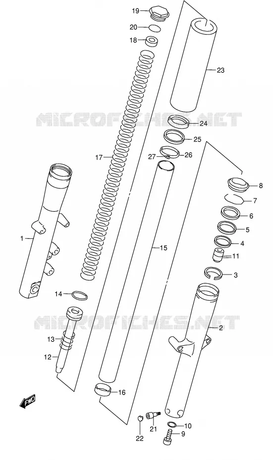 FRONT FORK (MODEL W/X) Suzuki MOTO 1500 INTRUDER 2002  VL1500K2(E2)