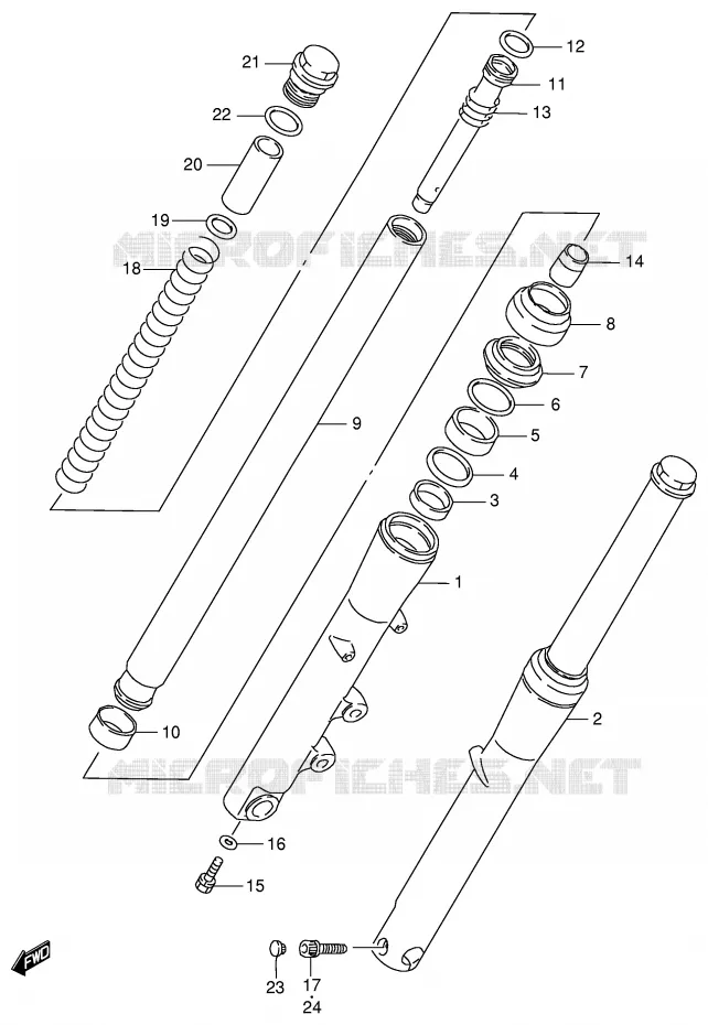 FRONT FORK (MODEL W/X) Suzuki MOTO 800 INTRUDER 1999  VS800GLX(E2)