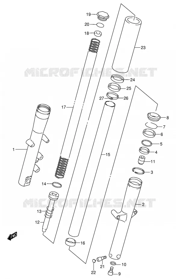 FRONT FORK (MODEL Y P37) Suzuki MOTO 1500 INTRUDER 2002  VL1500K2(E2)