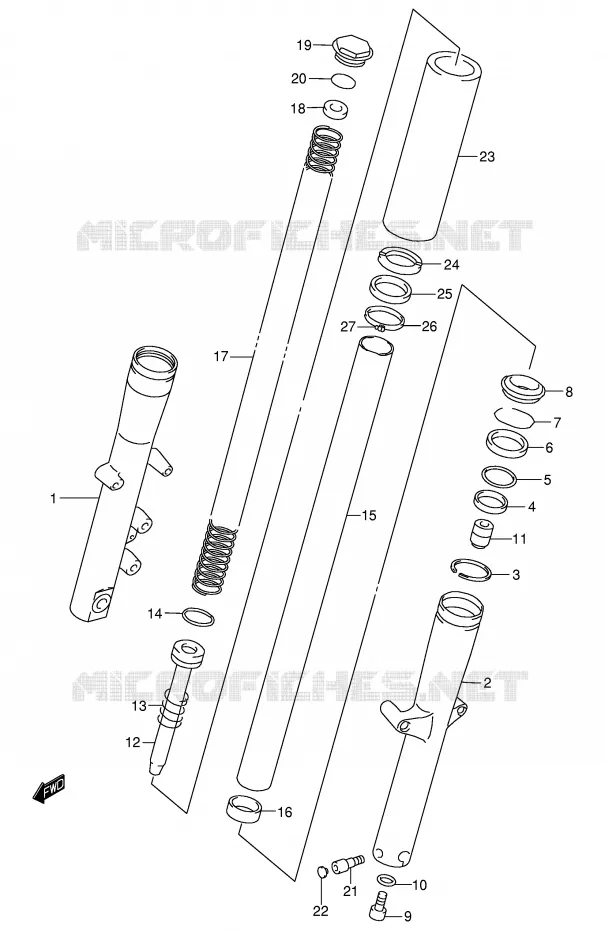 FRONT FORK (MODEL Y) Suzuki MOTO 1500 INTRUDER 2002  VL1500K2(E2)
