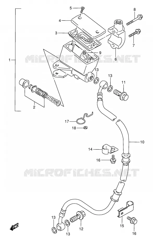 FRONT MASTER CYLINDER (MODEL L/M/N) Suzuki MOTO 800 VX 1992  VX800UN(E4)