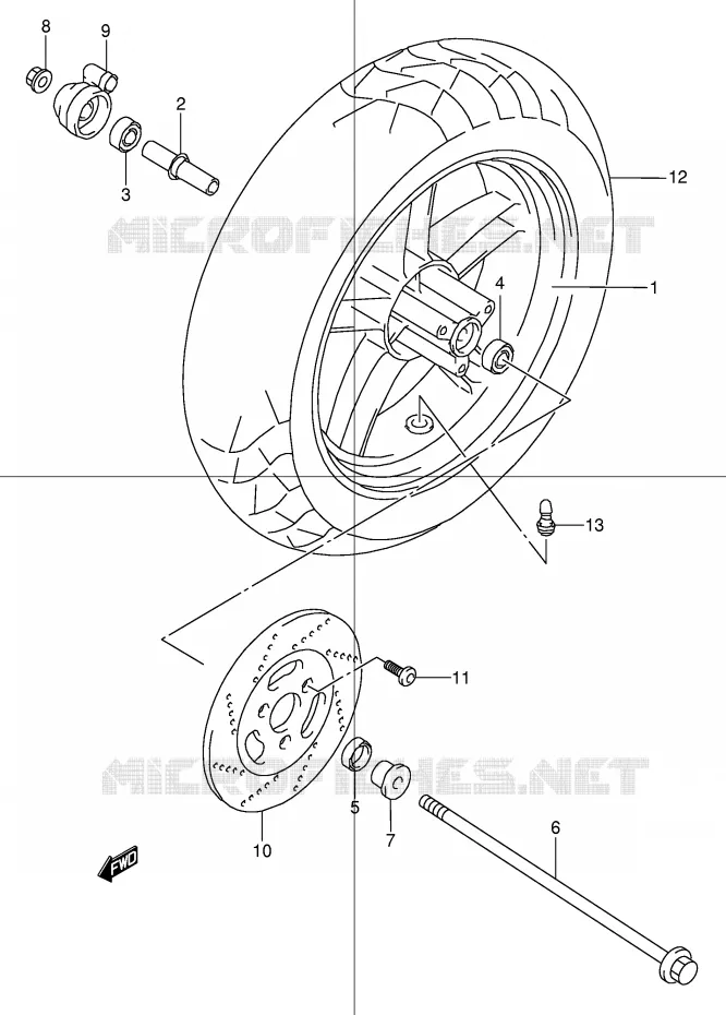 FRONT WHEEL Suzuki MOTO 50 STREET-MAGIC 1999  TR50SX(E2)