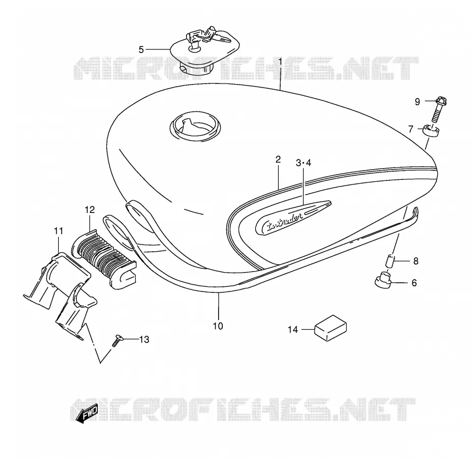 FUEL TANK (MODEL K1) Suzuki MOTO 800 INTRUDER 2002  VS800GLK2(E22)