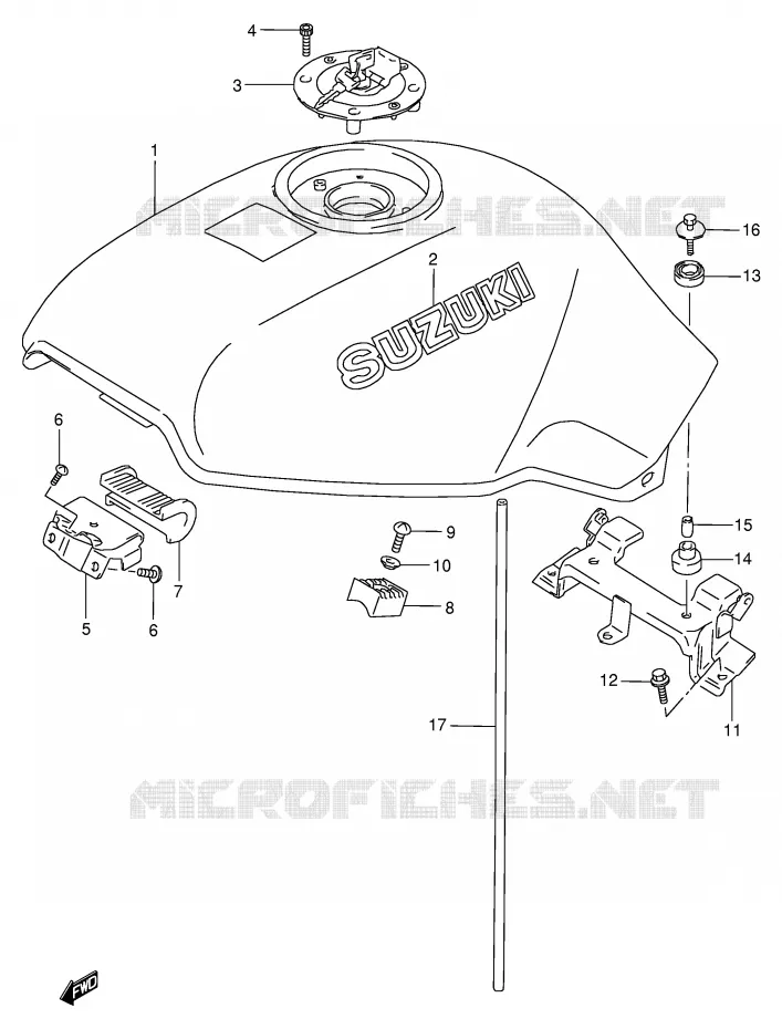 FUEL TANK (MODEL L/M/N/P) Suzuki MOTO 800 VX 1992  VX800UN(E4)