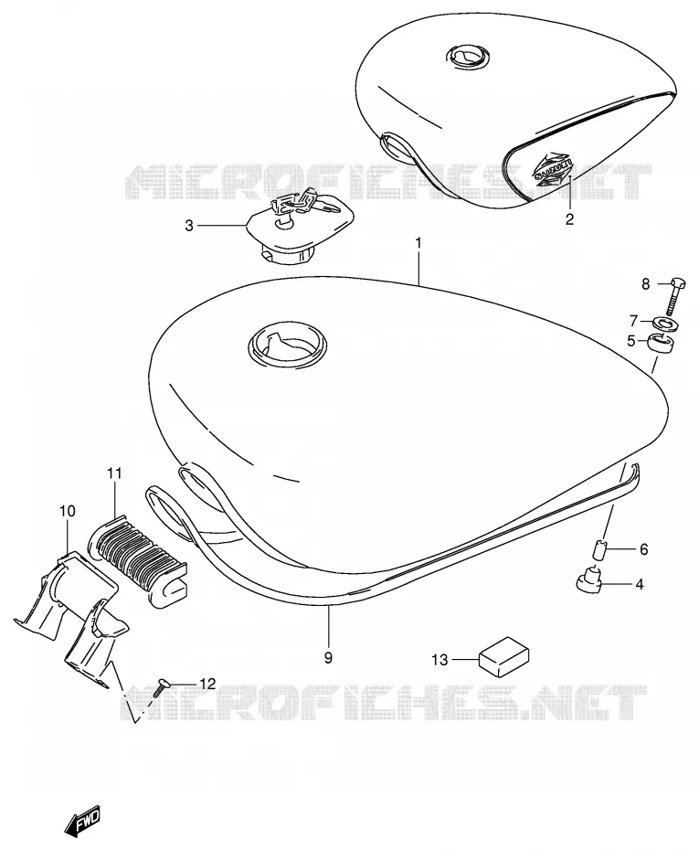 FUEL TANK (MODEL T) Suzuki MOTO 800 INTRUDER 1992  VS800GLN(E2)