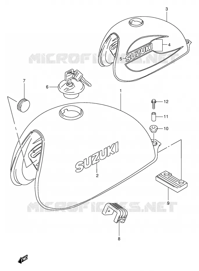 FUEL TANK (MODEL V/W) Suzuki MOTO 250 TU 2000  TU250XY(E2)