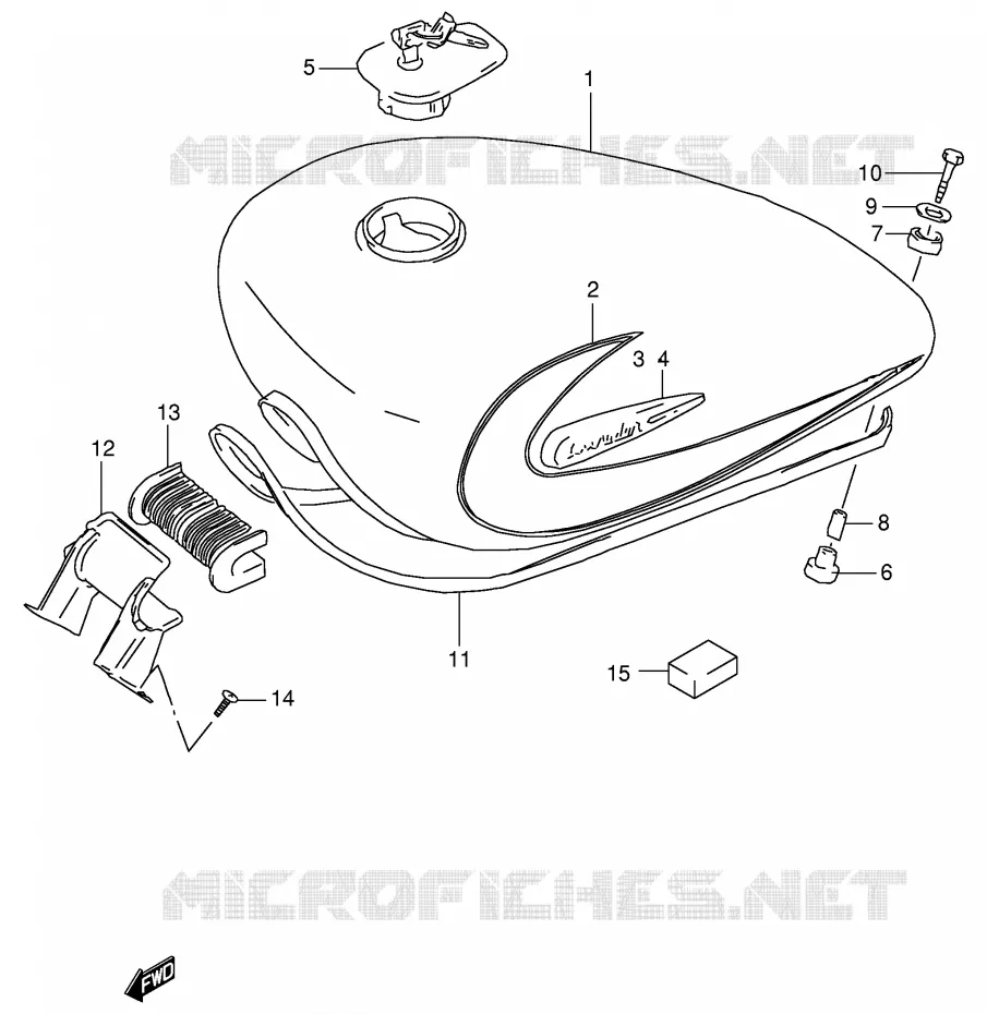 FUEL TANK (MODEL X) Suzuki MOTO 800 INTRUDER 1999  VS800GLX(E2)