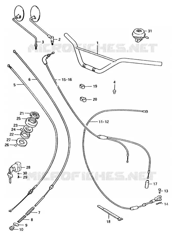 HANDLEBAR - CABLES Suzuki MOTO 50 TS-ER 1980  TS50ERPDT(T)