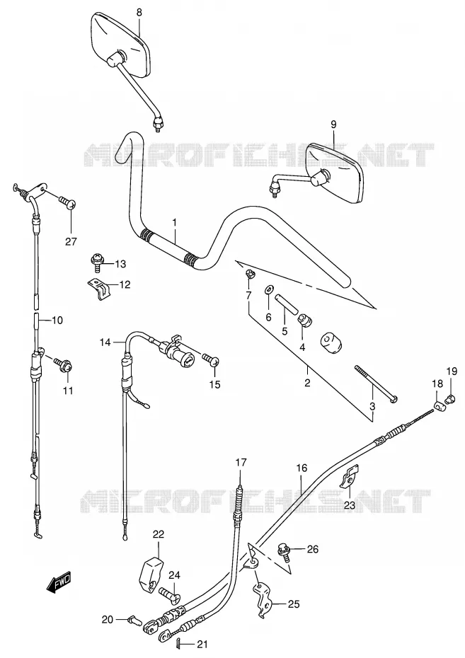 HANDLEBAR (MODEL K1/K2/K3/K4) Suzuki MOTO 800 INTRUDER 2005  VS800K5(E3/E28)