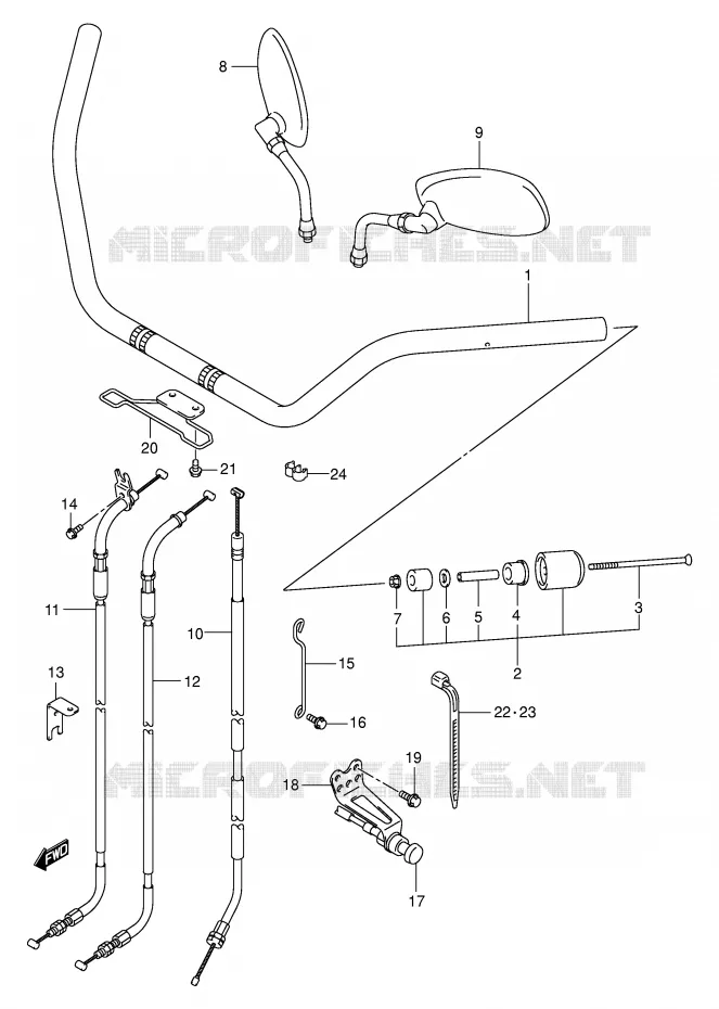 HANDLEBAR (MODEL K1/K2/K3/K4) Suzuki MOTO 800 VOLUSIA 2003  VL800K3(E2)