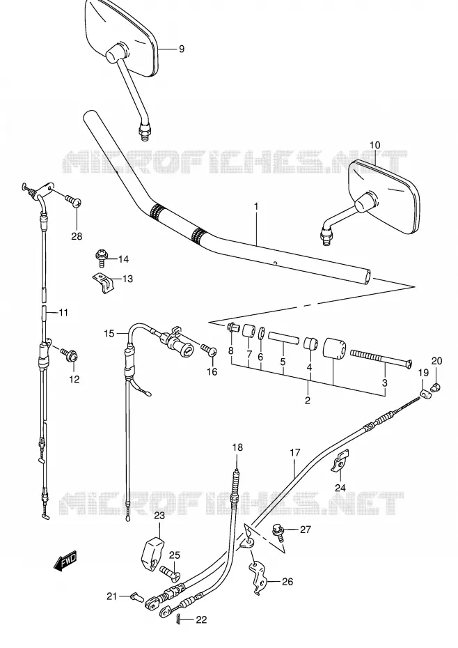 HANDLEBAR (MODEL K5) Suzuki MOTO 800 INTRUDER 2004  VS800GLK4(E3/E28)