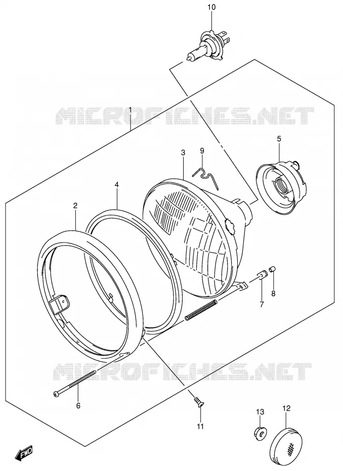 HEADLIGHT (MODEL K1/K2/K3/K4 E24) Suzuki MOTO 800 VOLUSIA 2003  VL800K3(E2)