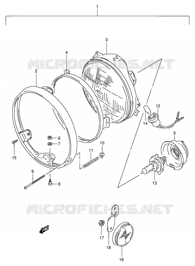 HEADLIGHT (MODEL T) Suzuki MOTO 800 VX 1994  VX800R(E4)