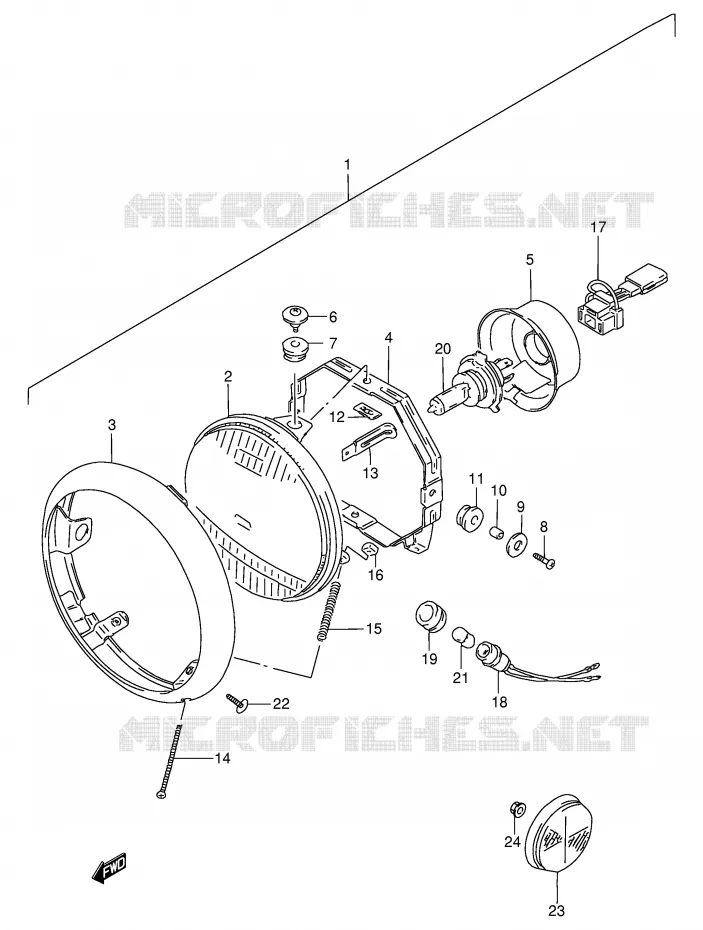HEADLIGHT (MODEL T/V) Suzuki MOTO 800 INTRUDER 1992  VS800GLN(E2)