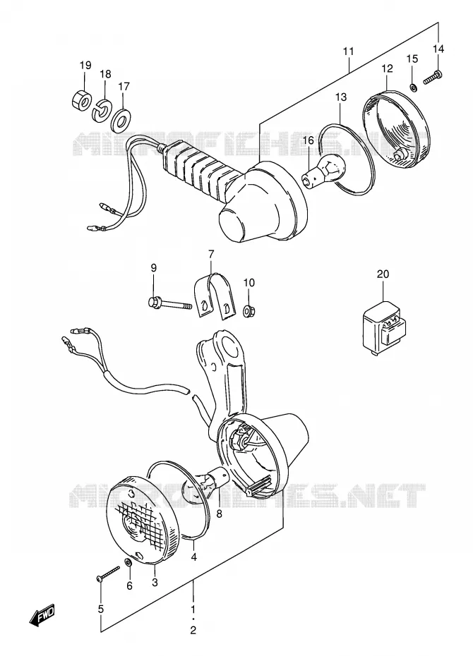 INDICATORS (MODEL R) Suzuki MOTO 50 TS-X 1994  TS50XAR(E4)