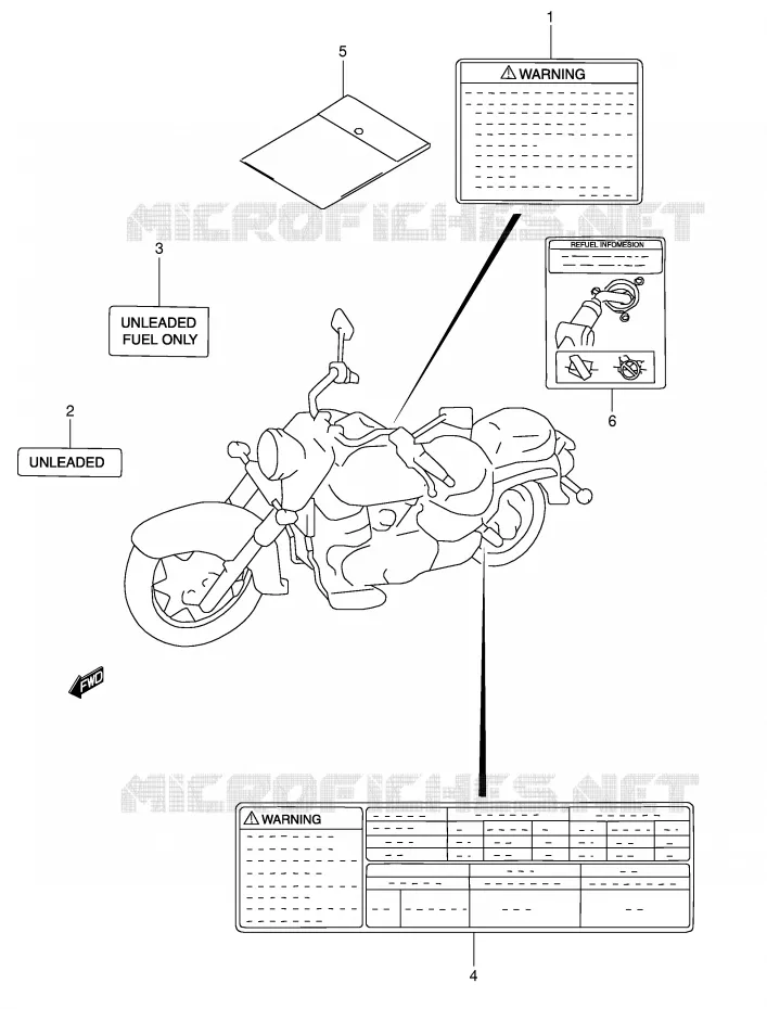 LABEL (MODEL W/X/Y) Suzuki MOTO 1500 INTRUDER 1999  VL1500X(E2)
