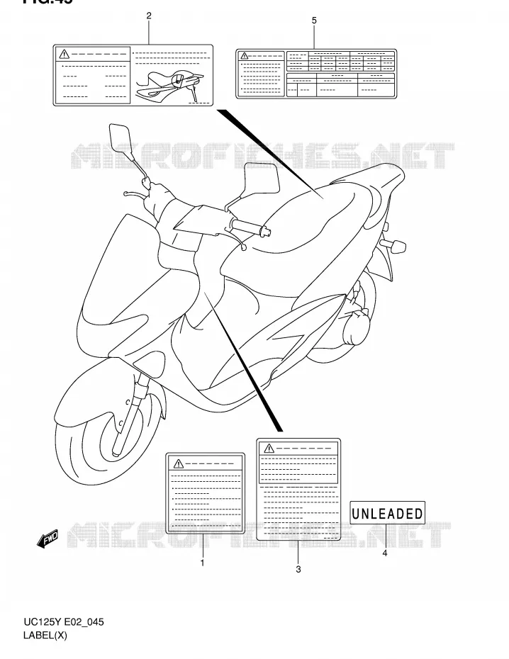 LABEL (MODEL X) Suzuki SCOOTER 125 EPICURO 1999  UC125X(E2)