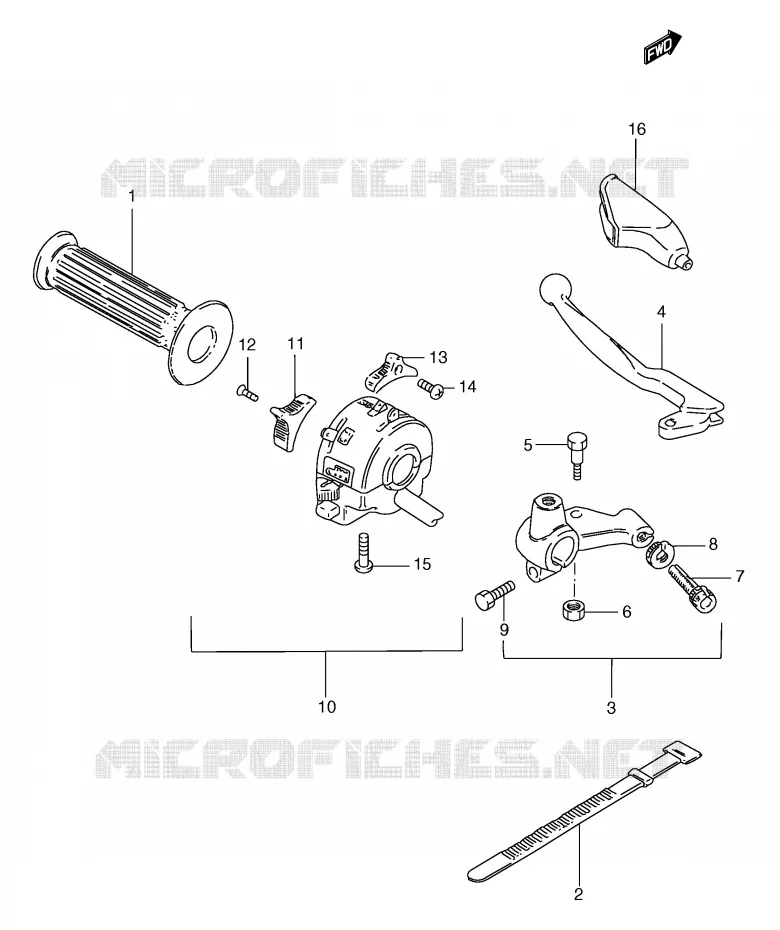 LEFT LEVER - HANDGRIP (MODEL T/V/W/X) Suzuki MOTO 185 TS-ER 2000  TS185ERY(E1)