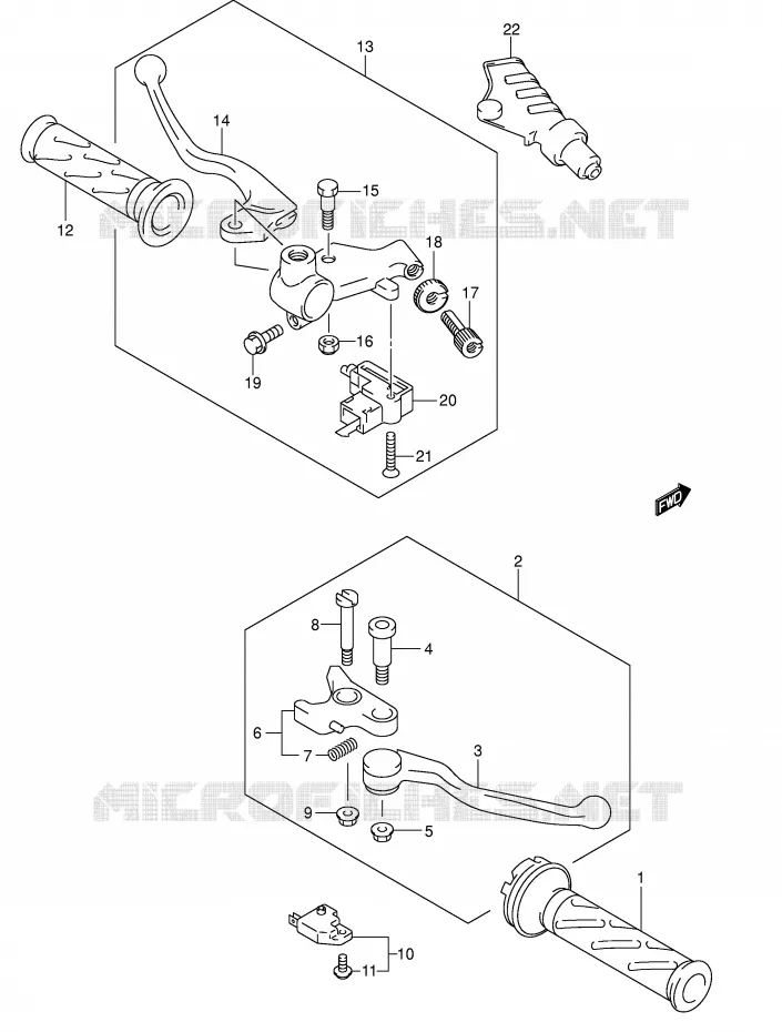 LEVERS - HANDGRIPS Suzuki MOTO 250 INTRUDER 2007  VL250K7(E19)