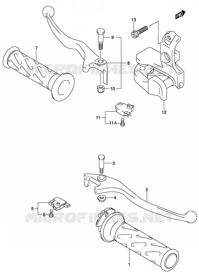LEVERS - HANDGRIPS Suzuki SCOOTER 150 BURGMAN 2005  UH150K5(P19)