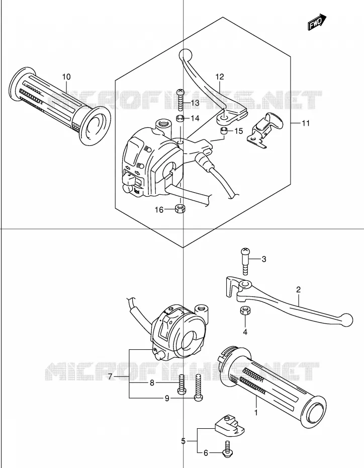 LEVERS - HANDGRIPS Suzuki SCOOTER 150 EPICURO 2000  UC150RY(E34)