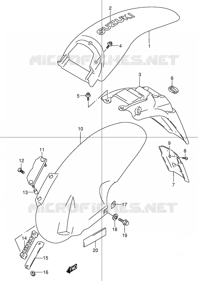 REAR FENDER (MODEL W/X) Suzuki MOTO 50 STREET-MAGIC 1999  TR50SX(E2)