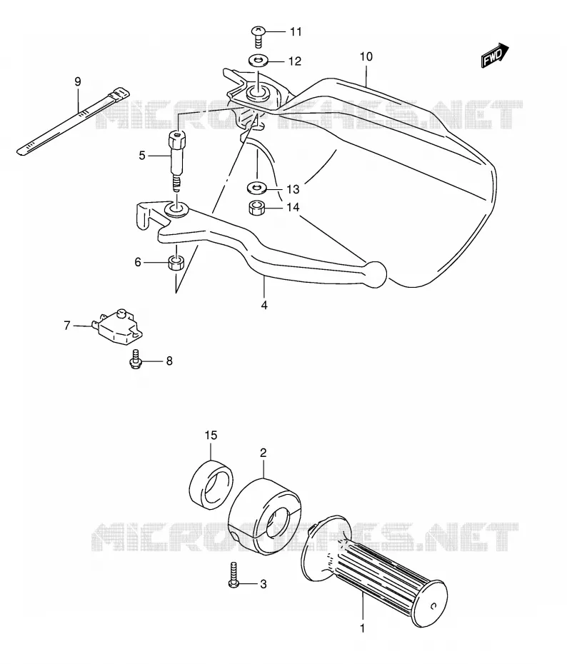 RIGHT LEVER - HANDGRIP (MODEL R P9) Suzuki MOTO 125 TS-ER 1982  TS125ERZ(E1)