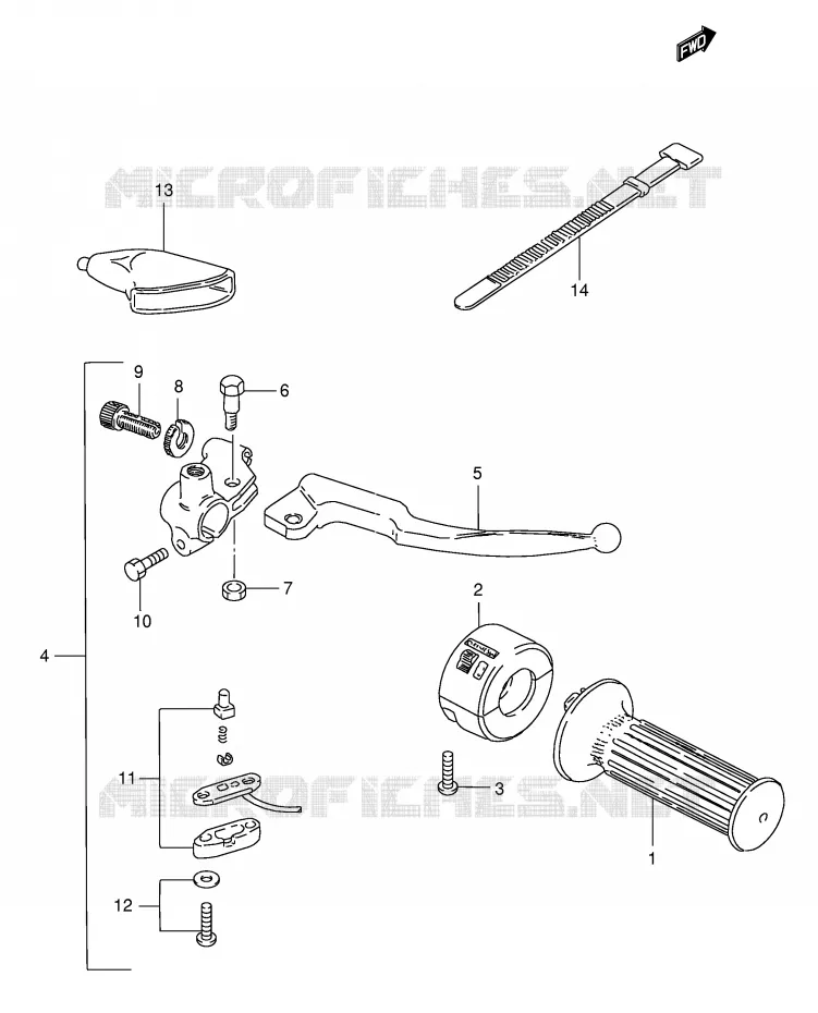 RIGHT LEVER - HANDGRIP Suzuki MOTO 185 TS-ER 2001  TS185ERK1(E1)