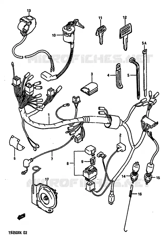WIRING HARNESS Suzuki MOTO 250 TS-X 1987  TS250XH(E/G/H/J/K)