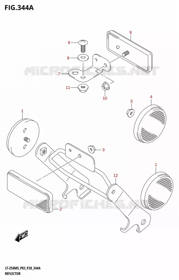 REFLECTOR (P03) Suzuki QUAD 50 QUADSPORT 2025  LT-Z50 2025 M5