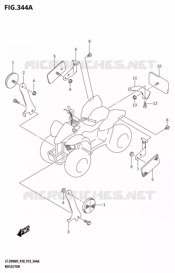 REFLECTOR (P28) Suzuki QUAD 90 QUADSPORT 2025  LT-Z90 2025 M5 (P28)
