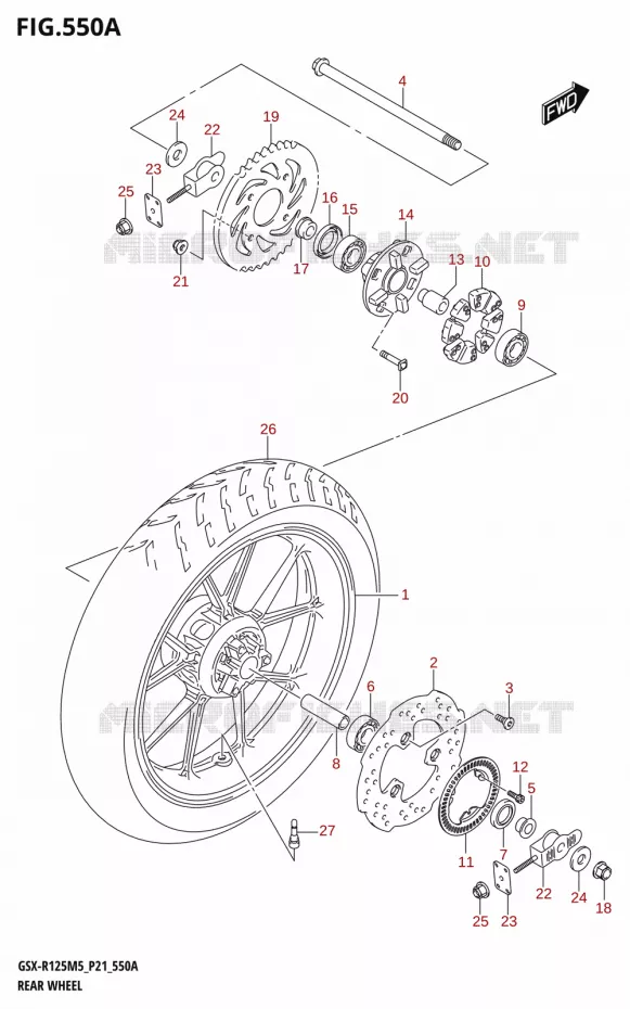 REAR WHEEL Suzuki MOTO 125 GSX-R 2025  GSX-R125RL 2025 M5 (P21)