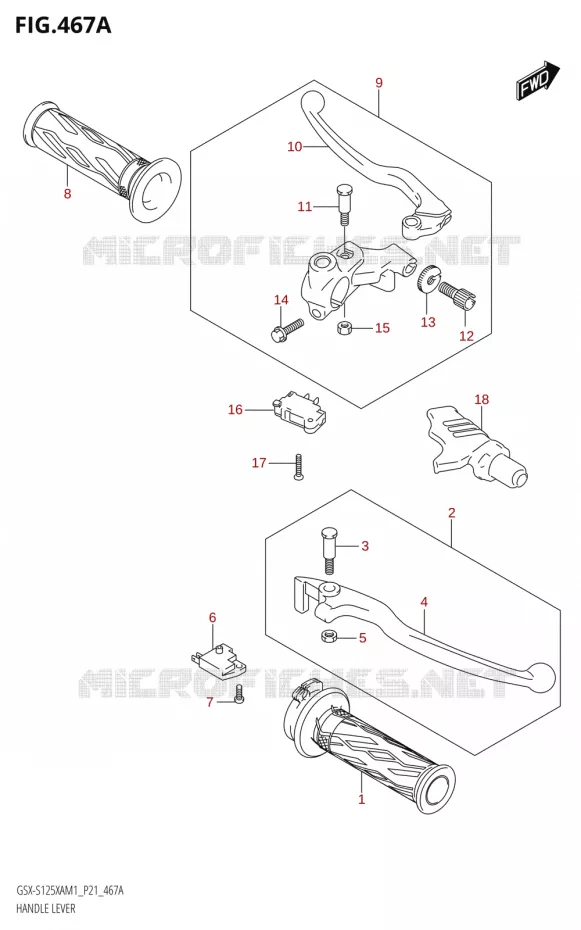 LEVERS - HANDGRIPS Suzuki MOTO 125 GSX-S 2021  GSX-S125XA M1 (P21)