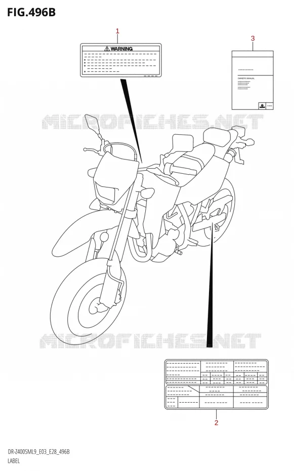LABEL (DR-Z400SM:L9:E28) Suzuki MOTO 400 DR-Z 2019  DR-Z400SM 2019 L9 (E28)
