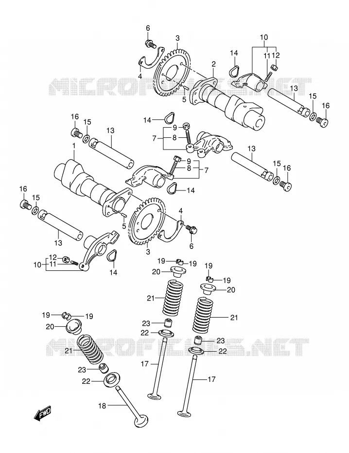 CAMSHAFT - VALVES Suzuki MOTO 250 INTRUDER 2000  VL250Y(E2)