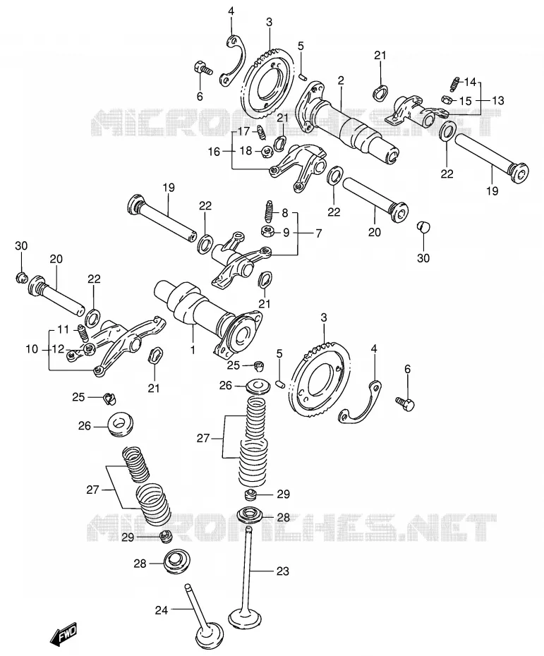 CAMSHAFT - VALVES Suzuki MOTO 800 INTRUDER 1993  VS800GLP(E28)