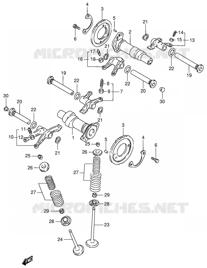 CAMSHAFT - VALVES Suzuki MOTO 800 INTRUDER 2000  VS800GLY(E2)