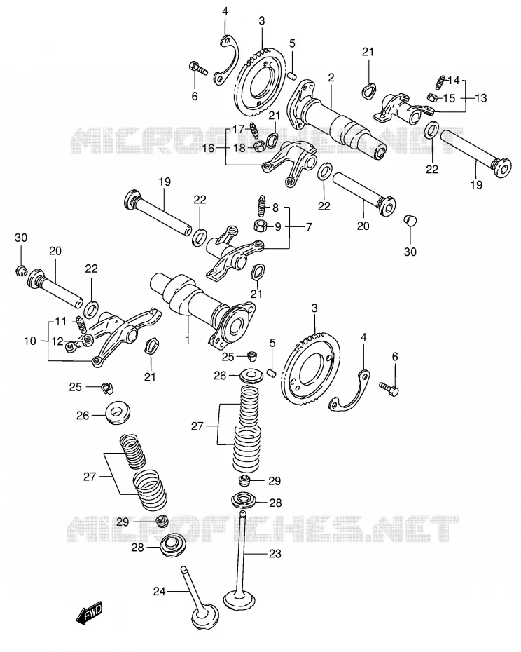 CAMSHAFT - VALVES Suzuki MOTO 800 INTRUDER 2004  VS800GLK4(E3/E28)