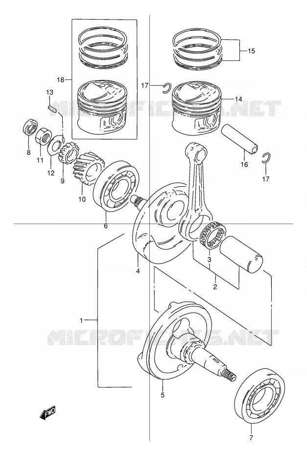 CRANKSHAFT Suzuki MOTO 125 TU 1999  TU125XTUX(E2)