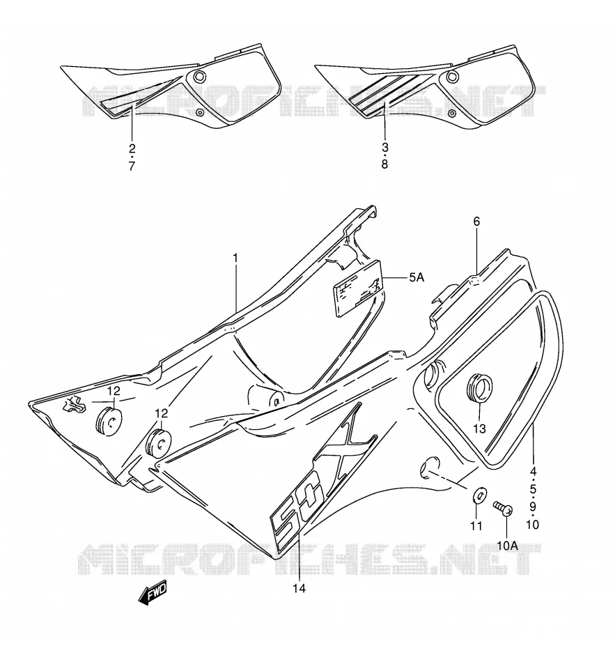 FAIRING (MODEL E/G/H/J) Suzuki MOTO 50 TS-X 1987  TS50XKH(E1)