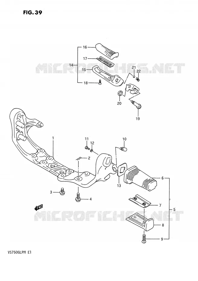 FOOTREST (MODEL H/J/K/L/M) Suzuki MOTO 750 INTRUDER 1990  VS750GLPL(E1)