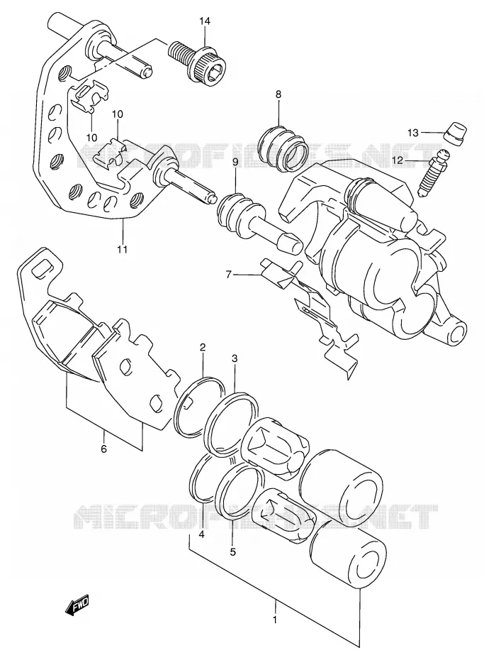 FRONT CALIPER (MODEL L/M/N/P/R) Suzuki MOTO 800 VX 1996  VX800T(E4)
