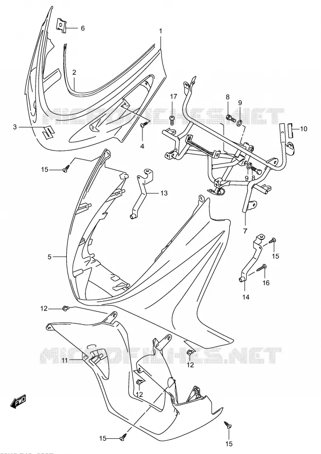 FRONT FAIRING (MODEL K4) Suzuki SCOOTER 150 BURGMAN 2002  UH150K2(P19)