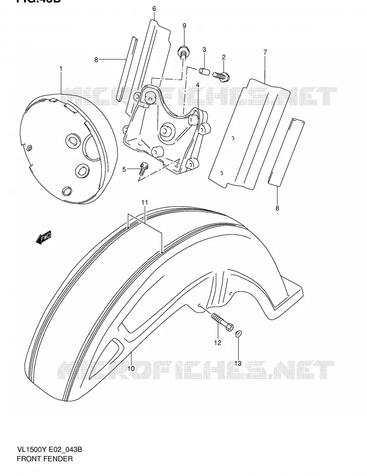 FRONT FENDER (MODEL K2) Suzuki MOTO 1500 INTRUDER 2000  VL1500Y(E2)
