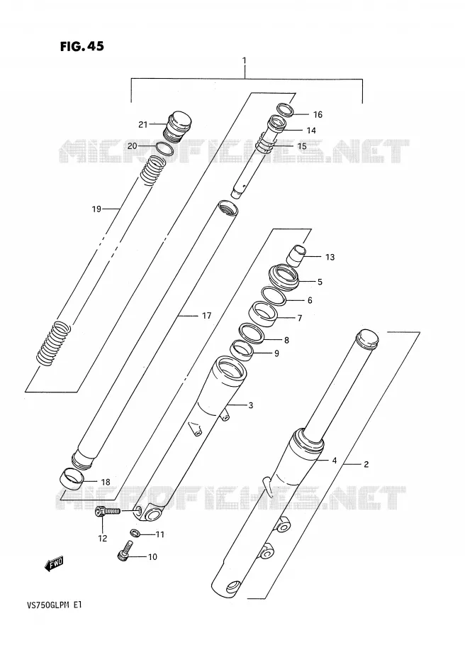 FRONT FORK (MODEL F/G) Suzuki MOTO 750 INTRUDER 1990  VS750GLPL(E1)