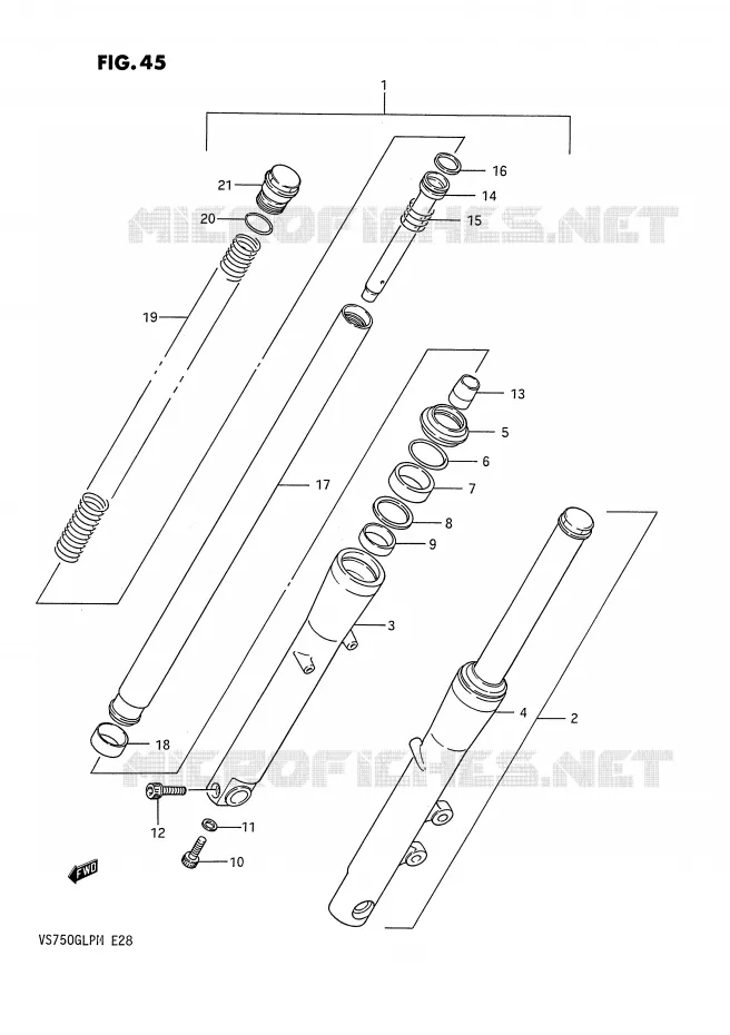 FRONT FORK (MODEL F/G) Suzuki MOTO 750 INTRUDER 1990  VS750GLPL(E28)