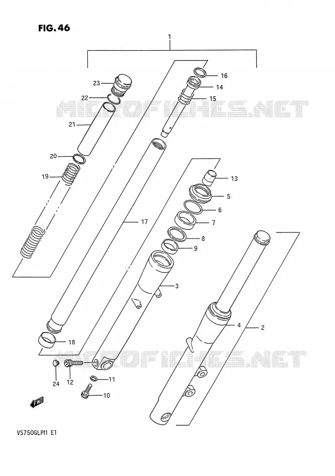 FRONT FORK (MODEL H) Suzuki MOTO 750 INTRUDER 1987  VS750GLPH(E1)